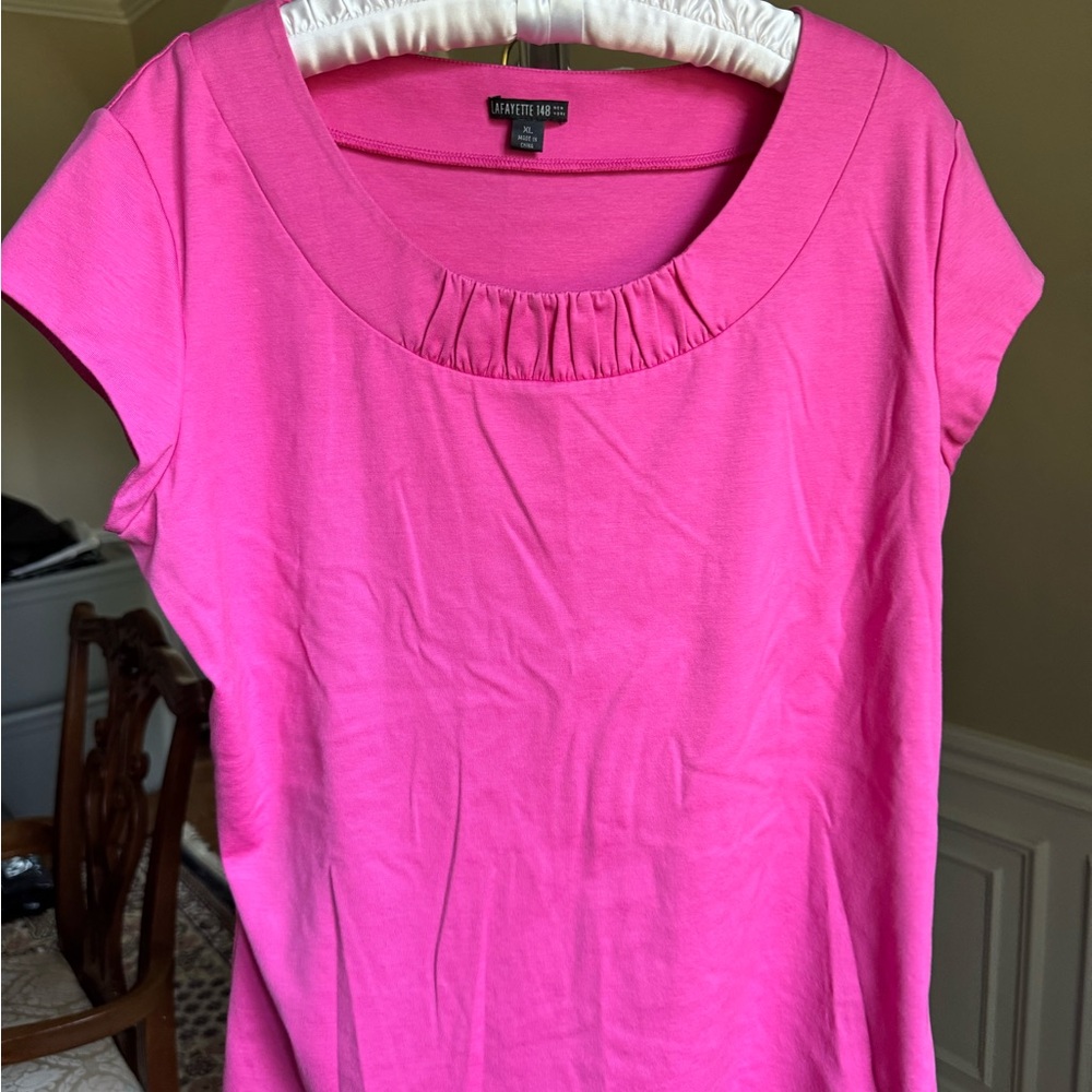 Lafayette 148 New York Fuchsia Short Sleeve Tee